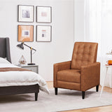 Yaheetech Faux Leather Recliner Sofa Mid-Century Modern Single Reclining Chair Adjustable Back & Footrest Tufted Upholstered Sofa with Pocket Spring Living Room Bedroom Home Theater Brown Yaheetech