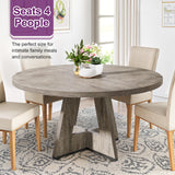 HIGREENA Round Dining Table for 4, 47" Wooden Kitchen Dinner Table Rustic, Farmhouse Table for Dining Room, Living Room, Gery HIGREENA