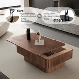 Coffee Table with Lifting Top for Living Room,Mid Century Modern Wood Fluted Lift Top Coffee Tables with Storage,38.6'' Modern Smart Rectangular Lift Pull Up Tabletop for Apartment Office,Walnut BSYEIO