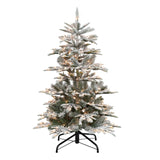 Puleo International 4.5 Foot Pre-Lit Flocked Aspen Fir Artificial Christmas Tree with 250 UL-Listed Clear Lights Puleo International