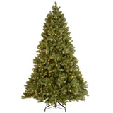 National Tree Company Pre-Lit 'Feel Real' Artificial Full Downswept Christmas Tree, Green, Douglas Fir, White Lights, Includes Stand, 7.5 feet National Tree Company