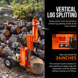 SuperHandy Portable 25 Ton Gas Log Splitter with 7HP Engine, Bucher Gear Pump, and Horizontal/Vertical Half Beam Steel Wedge for Firewood Splitting SuperHandy