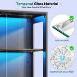 Lamtor Glass Display Cabinet with Doors - Curio Cabinet with Dynamic LED Lights for Collectibles, 67" Display Case with 4 Tier and Drawers for Figure, Toys, Books, Black Lamtor