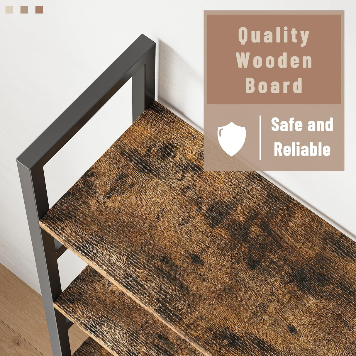 INNOD 70x70" Triple 5 Tier Book Shelf, Large Wooden Bookcase with 17 Open Display Shelf, Modern Tree Bookshelf Metal Frame Tall Book Case Furniture for Living Room Bedroom Home Office Rustic Brown INNOD