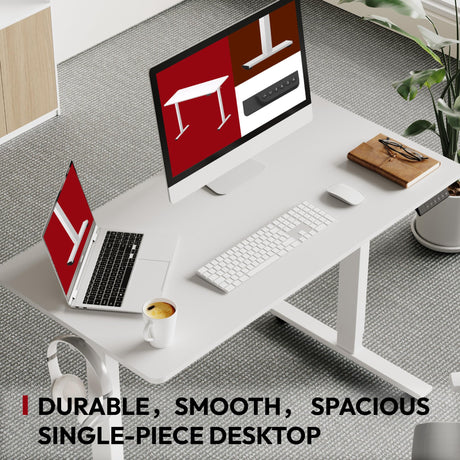 SANODESK Electric Standing Desk 48 x 24 Inches, Height Adjustable Stand Up Desk w/6-Button Controller, Ergonomic Computer Desk for Home Office, White Frame + White Tabletop SANODESK