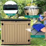 YITAHOME Outdoor Horizontal Storage Sheds w/o Shelf, 35 Cu Ft Lockable Resin Waterproof Shed, Ideal for Garden Tools, Easy to Assemble, Brown YITAHOME