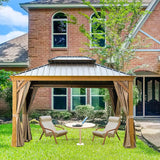 slashome 10'x12' Gazebo Curtains Outdoor Waterproof, Khaki Universal Replacement Curtain 4-Panels, Sidewalls with Zipper for Garden, Patio, Yard (Only Curtains) slashome