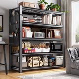 REIBII Storage Shelves, Heavy Duty Garage Shelving Load 2500LBS, 5-Tier Garage Shelves with Tool Storage Bag, Adjustable Industrial Metal Shelving for Basement, 66" H x38.2 W x16 D, Black REIBII