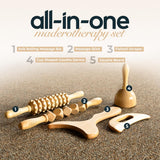 Château Avant Luxury Wooden Massage Tool Set, 5-Piece Lymphatic Drainage & Sculpting Kit – Cupper, Roller, Contouring Board, Scraper & Rope Roller Chateau Avant