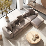 Sdorens 141.73" Modular Sectional Sofa Cloud Couch, L Shaped Sofa with Ottoman, Corduroy Couch with 5 Pillows, Oversized Corduroy Sectional Couches for Living Room, Washable Cover, Brown Sdorens