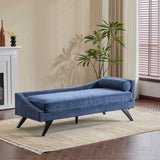 Christopher Knight Home Cagle Upholstered Loveseat Sofa with Splayed Legs, Birch Wood Frame Lounge Chair, Living Room Chaise Lounge Chair Indoor, Soft Lounge Sofa with Rolled Accent Pillow, Navy Blue Christopher Knight Home