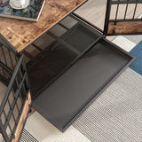 Maliacife Dog Crate Furniture with Led Lights,Heavy Duty Wooden Dog Kennel with Double Doors,Dog House Indoor for Small Medium Dogs,End Table with Shelves,Black and Brown(34.65" L×24.02W×31.5" H) Maliacife