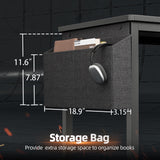 TIQLAB Gaming Desk 47 inch with Power Outlet and LED Light, Computer Desk with Reversible Shelves and Storage Drawer, Small PC Desk for Home Office Table with Bag, Carbon Fiber Black TIQLAB