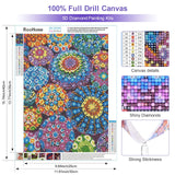 Colourful Artistry DIY 5D Diamond Painting by Number Kits -Mandala Stones Diamond Crystal Gem Art Painting with Full Drill Round Diamond - Perfect for Home Wall Decor Birthday Gifts for Women ROOHOME