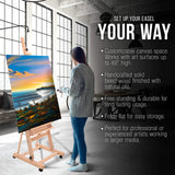 U.S. Art Supply Medium Wooden H-Frame Studio Easel with Artist Storage Tray and Wheels - Mast Adjustable to 96" High, Holds Canvas to 48" - Sturdy Beechwood Holder Floor Stand - Display Paintings U.S. Art Supply
