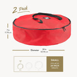 ZOBER Christmas Wreath Storage Container - 24 Inch, Waterproof Wreath Box - Dual Zippers, Durable Handles, & Card Slot - Holiday and Seasonal Wreath Storage Boxes - 2 Pk ZOBER