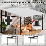 12' x 14' Gazebo, Large Wall Mounted Gazebos Pergola with Metal Frame, Hard Top Lean to Pergola, Outdoor Patio Lean to Metal Awnings Gazebos for Deck, Porch, Backyard Reljofum