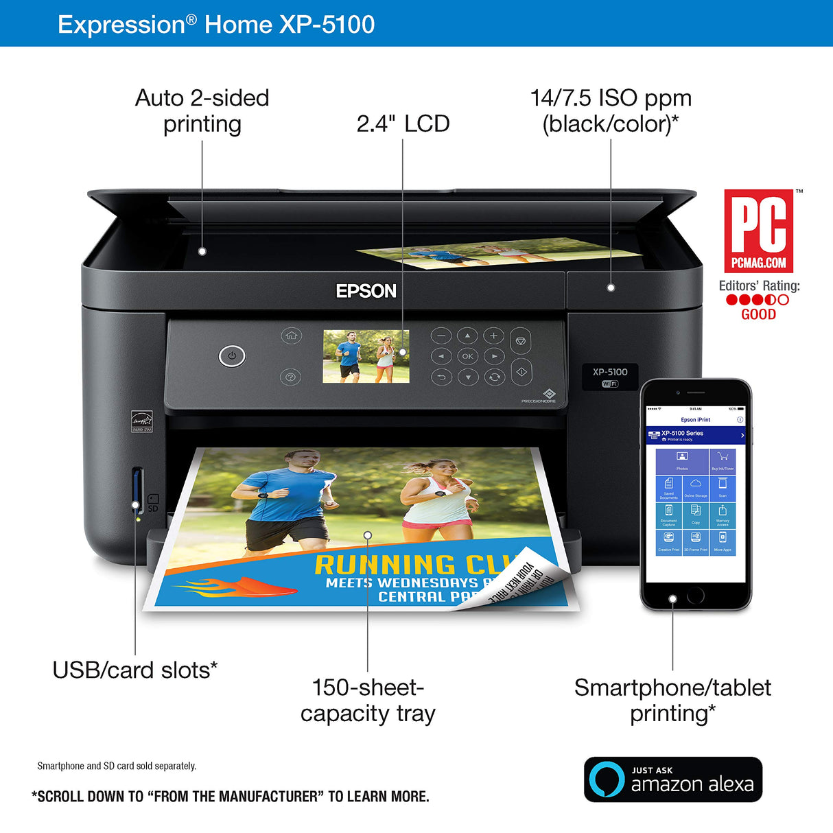 Epson Expression Home XP-5100 Wireless Color Photo Printer with Scanner & Copier, Amazon Dash Replenishment Ready Epson