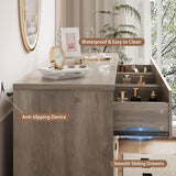 Dresser for Bedroom, 9 Drawer Wide Modern Chest of Drawers with X-Shaped Sturdy Base, Wood Double Dresser Closet Clothes Storage Organizer, Wooden TV Stand for Living Room, Hallway, Grey Xixini