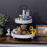 2 Tier Tray Rustic Cake Stand Farmhouse Kitchen Decor Centerpiece,Farmhouse 2 Tier Serving Tray with Handle for Coffee Bar SWT8CAI
