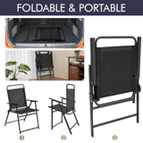 Yaheetech Outdoor Patio Chairs Set of 2, Folding Patio Chairs with Metal Frame, Armrests, Portable Dining Chairs for Camping, Lawn, Garden and Porch, Black Yaheetech