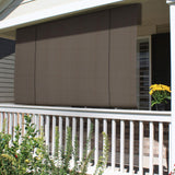 Windscreen4less Outdoor Shade Blinds Patio Roll Up Blackout Shades Exterior Roller Privacy Screen for Pergola Balcony Porch Carport Deck Window, 8' W x 11' L Brown Windscreen4less