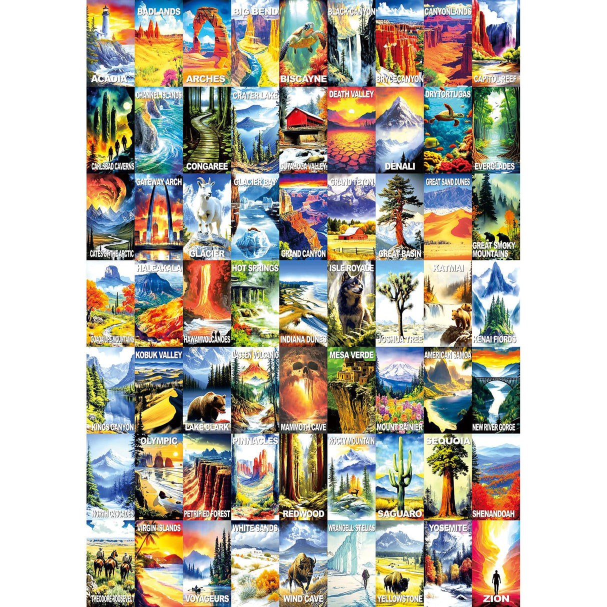 National Parks Puzzles for Adults 1000 Pieces Nature Travel Poster Map Beautiful Landscape Puzzle for Adults Jigsaw Puzzles 1000 Pieces Mountain Scene challenging Family Puzzle (27.5"x19.6") Blueforest