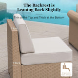 Patio Furniture Set 6 Piece, Wicker Rattan Sectional Sofa Couch with 5.5" Thick Waterproof Cushion and Coffee Table, L Shape All Weather Outdoor Conversation Set for Lawn Backyard Deck, Beige SUNSHINE VALLEY