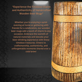 ANTIQUANA Handmade Wooden Beer Mug | Camping Travel Outdoor Mugs for Men | Tea Coffee Cup with Handle | Craft Tankard Drinking Stein ANTIQUANA