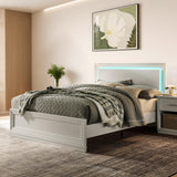 Cherytika Queen Wood Bed Frame with Headboard and Footboard, Farmhouse Queen Bed with RGB LED Light, Wood Slats Support, Noise-Free, Sturdy Structure, Easy Assembly, White Cherytika