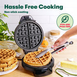 BELLA Classic Belgian Waffle Maker, Nonstick Extra Deep Plates, Browning Control Knob, Locking Latch and Cool Touch Handle, 7" Round, Stainless Steel, Black BELLA