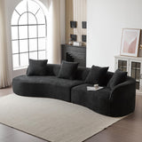 Christopher Knight Home Braebt 126" Sectional Sofa with 4 Throw Pillows, 5-Seater Large Modular Sofa Couches, Comfy Curved Upholstered Cloud Couch for Living Room, Study, No Assembly Required, Black Christopher Knight Home