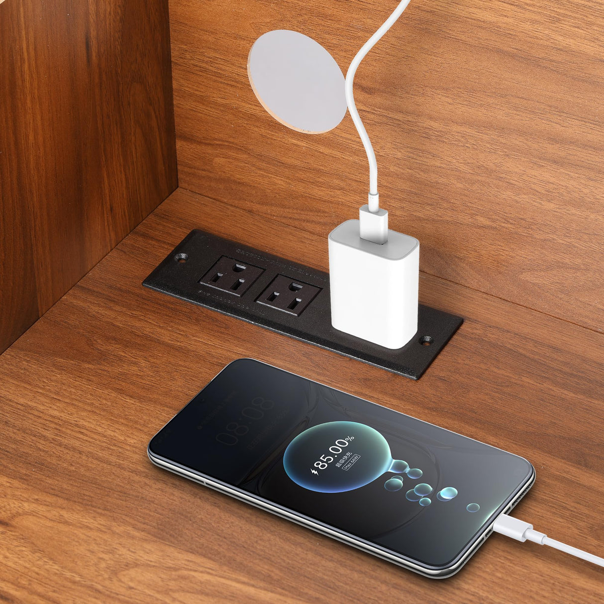 Record Player Stand with Charging Station & USB Ports, Mid-Century Turntable Stand Table Holds Up to 300 Albums, Vinyl Record Storage Cabinet with Wood Legs for Living Room Office (Black) Oubayajia