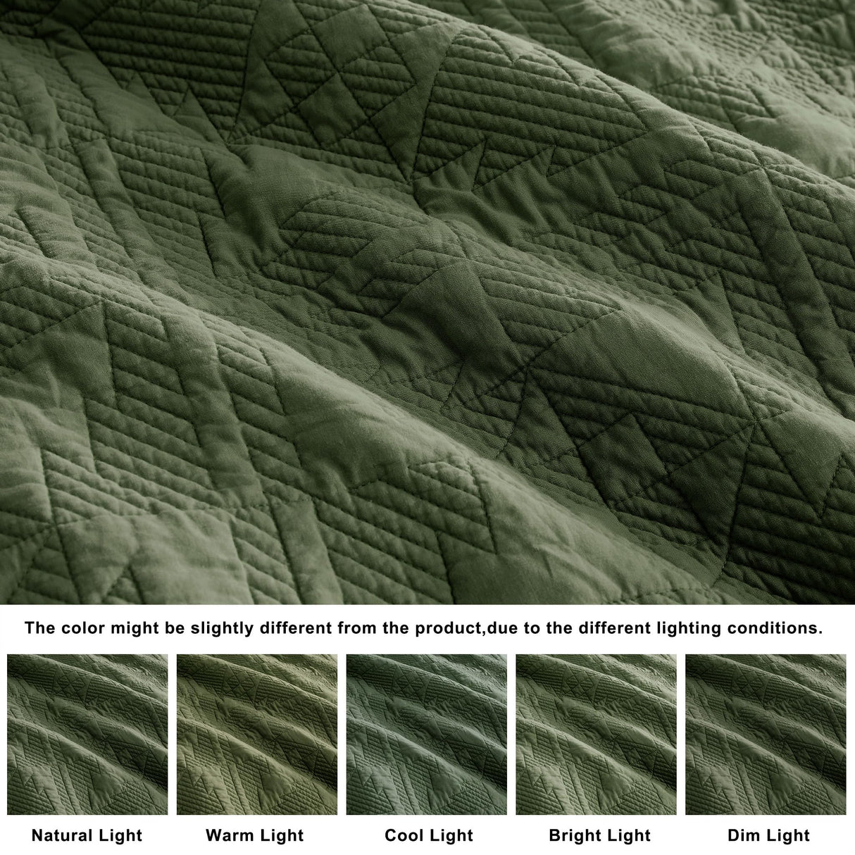 WDCOZY Olive Green Christmas Quilt Queen Size, 100% Cotton Lightweight Reversible Bedding Set with 2 Pillow Sham, Xmas Tree Block Pattern Farmhouse Bedspread Coverlet Holiday Thin Comforter All Season WDCOZY