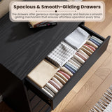 GarveeHome 5 Drawer Dressers for Bedroom, Chest of Drawers with Deep Drawers, Large Double Dresser for Closet with Wide Top, Tall Wooden Dresser for Living Room, Hallway, Kids Room, Black GarveeHome