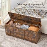 VANKILEY 47.2"Storage chest extra large,storage trunk with 2 safety Hinges,Wooden storage bench,Shoe Bench,47.2x15.7x19.1 Inch,Easy Assembly,storage bench for bedroom,living room,entryway,Rustic brown VANKILEY