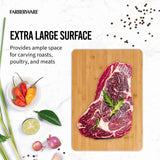 Farberware Extra-Large Wood Cutting Board, Reversible Chopping Board for Kitchen Meal Prep and Serving, Charcuterie Board, 14-Inch x 20-Inch, Bamboo Farberware