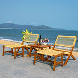 SAFAVIEH Outdoor Collection Casella Acacia Wood/Light Brown 5-Piece Patio Set PAT7077A, Natural/Natural Safavieh