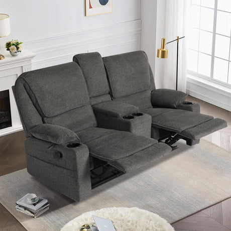 LOUVIXA 67.9" RV Loveseat Recliner Double Recliner RV Sofa, Wall Hugger Reclining RV, Manual Reclining Sofa, RV Theater Seats, Home Theater Seating, RV Theater Seating, RV Furniture, Dark Gray LOUVIXA