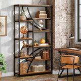 Tribesigns 70.87'' Tall Bookshelf Set of 2, 9-Tier Industrial Etagere Bookcase, Large Geometric Bookshelves with Open Shelf, Wood & Metal Freestanding Display Shelf for Living Room, Brown & Black Tribesigns