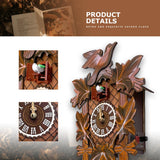 STRONGBERRY Handcrafted Cuckoo Wall Clock with Silent Movement, Pendulum & Chime Function - Classic Vintage Wooden Cuckoo Clock - 18.11 x 9.84 x 3.94 inches STRONGBERRY