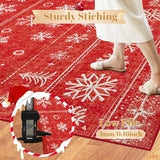 Christmas Area Rug 6x9 Rugs: Washable Living Room Rug Xmas Holiday Decor Rugs Snowflake Low Pile Boho Rug Indoor Floor Carpet for Bedroom Kitchen Dining Room Home(Xmas Red, 6'x9') Zomfy