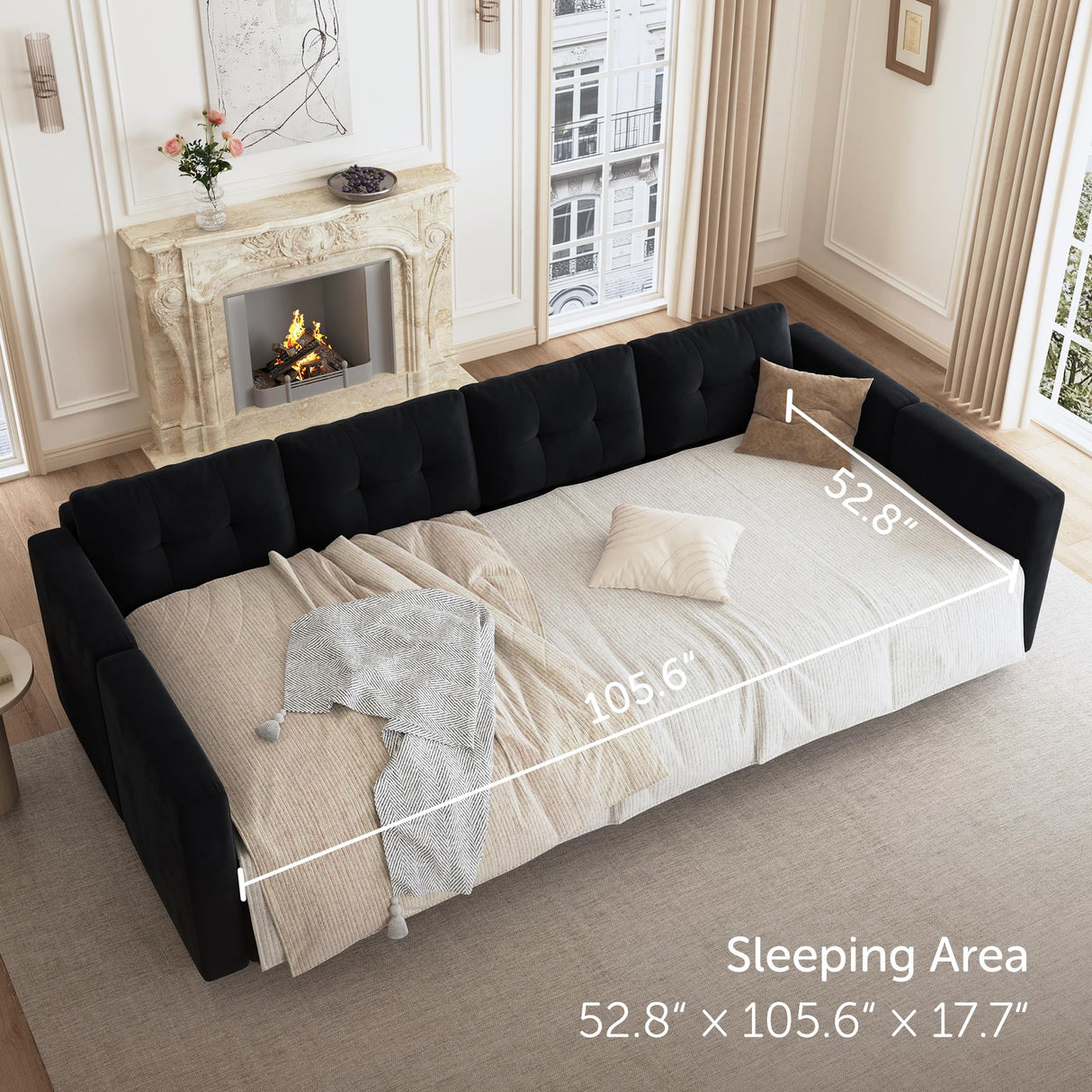 HONBAY Modular Sectional Sofa with Storage Ottomans Oversized U Shaped Couch with Chaises 8-Seater Sectional Sofa for Living Room, Black HONBAY