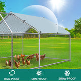 DWVO Large Metal Chicken Coop with Top Cover, 13.1'Lx9.8'Wx6.4'H Large Poultry Cage with Run, Chicken Run House Duck Cage Rabbits Coop for Outdoor Yard Farm DWVO