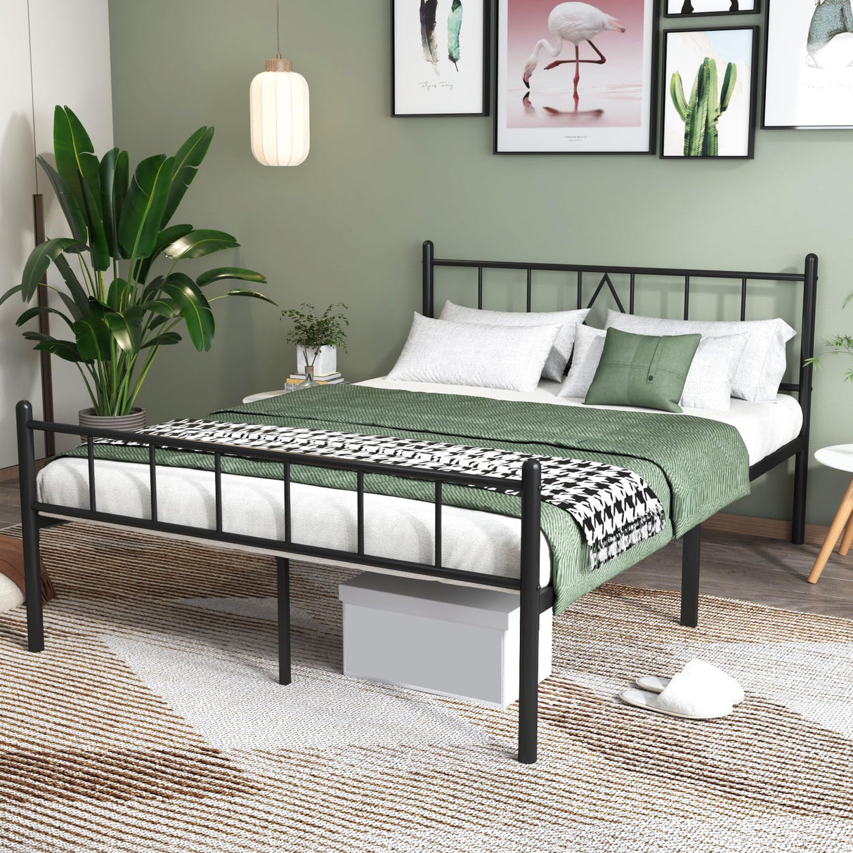 Decorwise 14 Inch Full Size Bed Frames with Headboard/Footboard, Under Bed Storage, Strong Metal Slats Support, No Box Spring Needed, Noise Free, Easy Assembly, Black Decorwise