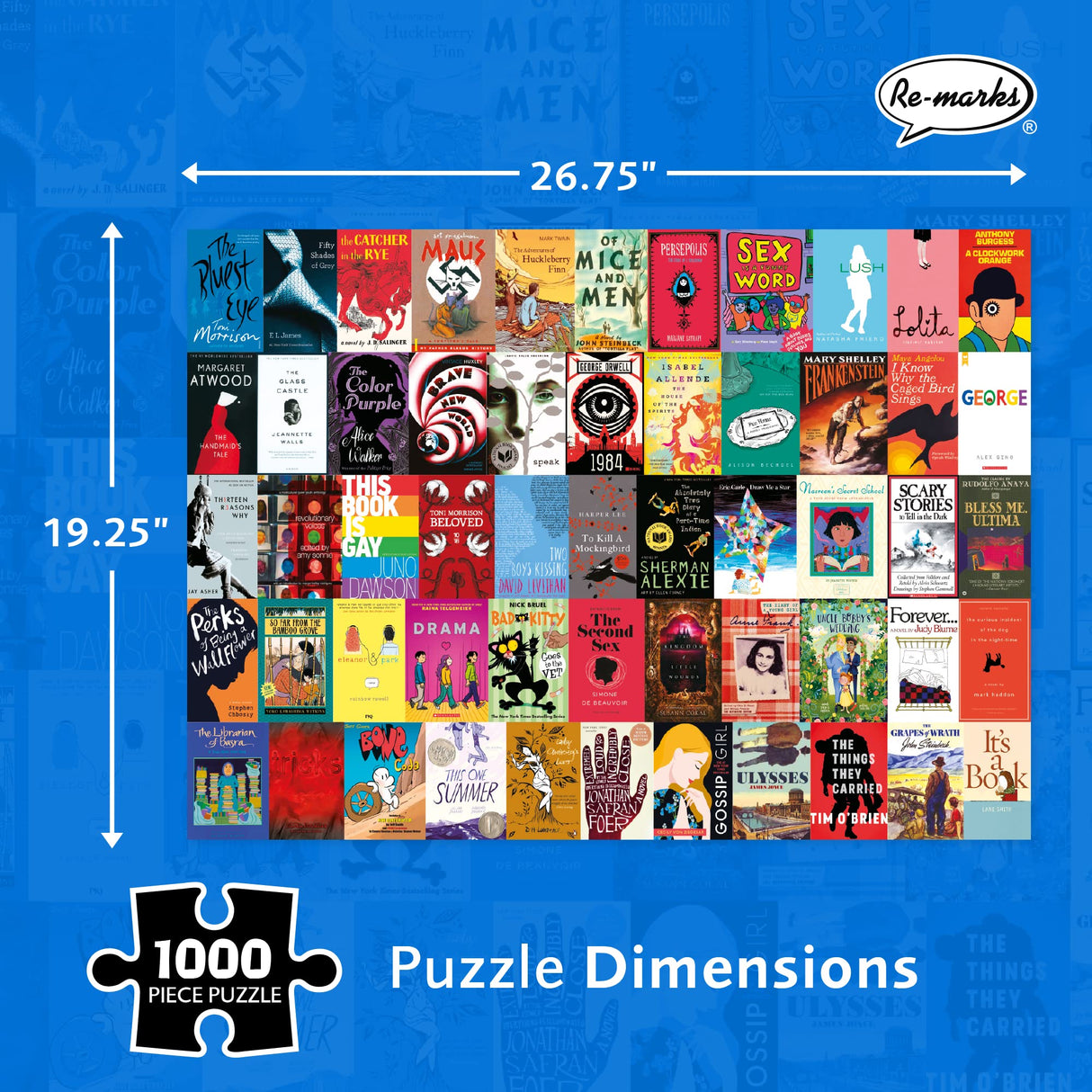 Re-marks Banned Books Puzzle, 1,000-Piece Jigsaw Puzzle for All Ages Re-Marks