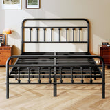 zunatu King Size Metal Platform Bed Frame/Victorian Style Headboard and Footboard/Steel Slat Support/Easy Assembly/No Box Spring Needed/Underbed Storage/Noise Free/Black zunatu
