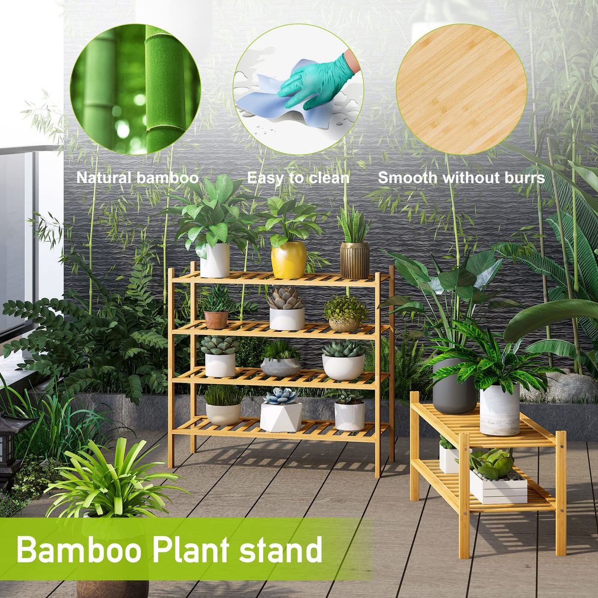 BMOSU 4-Tier Bamboo Shoe Rack Premium Stackable Shoe Shelf Storage Organizer for Hallway Closet Living Room Entryway Organizer (Natural Bamboo) BMOSU