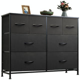 WLIVE Dresser for Bedroom with 8 Drawers, Wide Fabric Dresser for Storage and Organization, Bedroom Dresser, Chest of Drawers for Living Room, Closet, Hallway, Black WLIVE