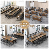 Conference Table, Folding Conference Room Tables With Flip-Top Design, With Caster Rectangular Modular Conference Room Table, for Office Conference Room Training Room 63x24x30in( WxDxH) 6PCS-Walnut HSHBDDM